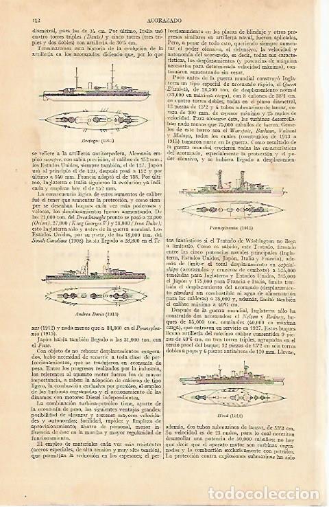 Otros art&iacute;culos de coleccionismo en papel: LAMINA ESPASA 10803: Acorazados de 1913 a 1918 - Varios