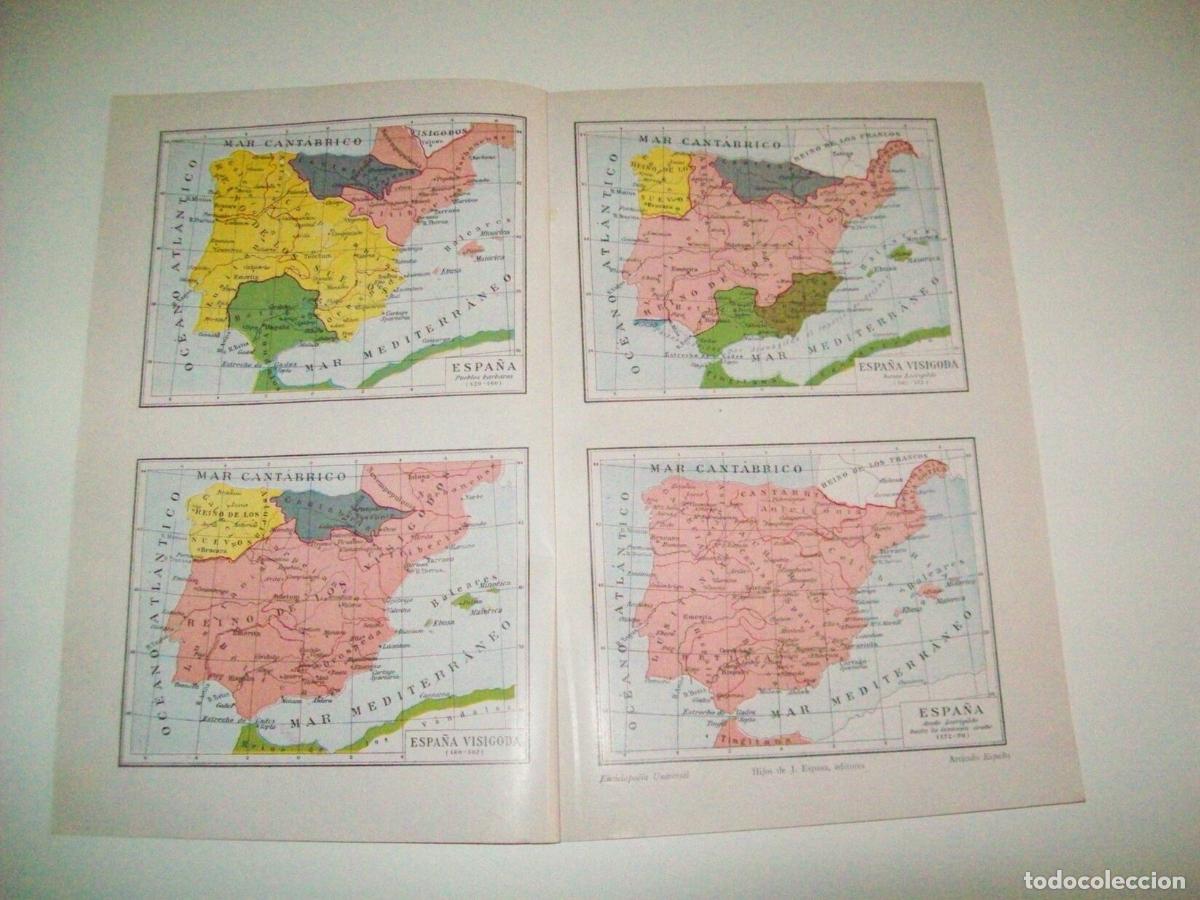 Otros art&iacute;culos de coleccionismo en papel: LAMINA ESPASA 10148: Mapa de Espa&ntilde;a en el siglo V y epoca visigoda - Varios