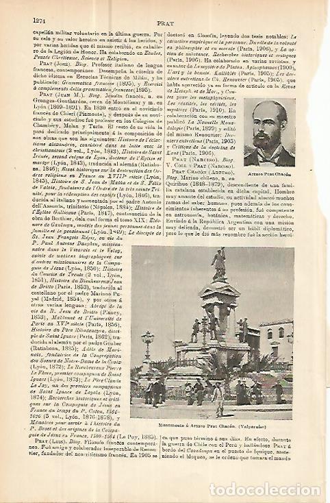 Otros art&iacute;culos de coleccionismo en papel: LAMINA ESPASA 10651: Monumento a Prat Chacon en Valparaiso - Varios
