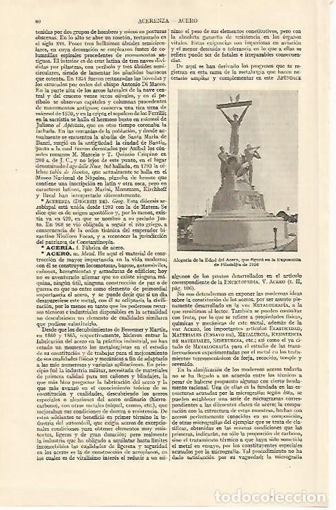 Otros art&iacute;culos de coleccionismo en papel: LAMINA ESPASA 10799: Alegoria de la Edad del Acero Filadelfia 1926 - Varios