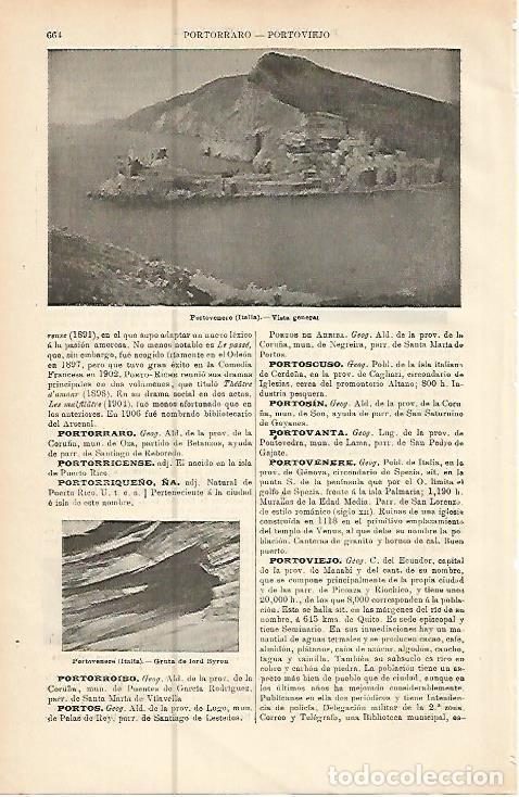 Otros art&iacute;culos de coleccionismo en papel: LAMINA ESPASA 10564: Vista de Portovenere Italia - Varios