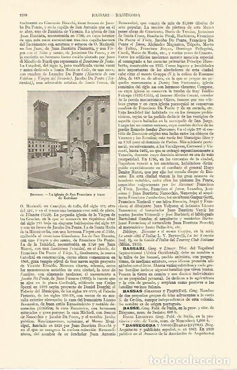Otros art&iacute;culos de coleccionismo en papel: LAMINA ESPASA 10964: Iglesia de San Francisco en Bassano Italia - Varios