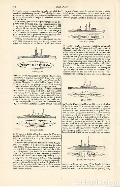Otros art&iacute;culos de coleccionismo en papel: LAMINA ESPASA 10802: Acorazados de 1910 a 1913 - Varios