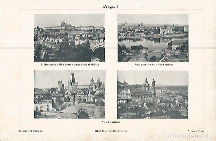 Otros art&iacute;culos de coleccionismo en papel: LAMINA ESPASA 10642: Vistas parciales de Praga - Varios