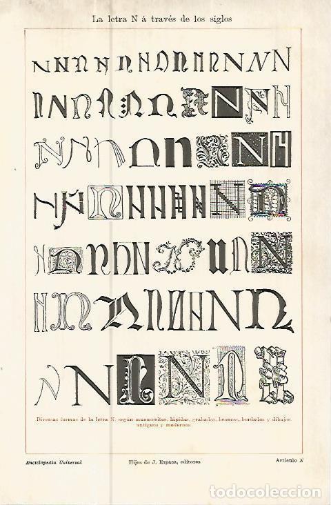 Otros art&iacute;culos de coleccionismo en papel: LAMINA ESPASA 10674: La letra N a traves de los siglos - Varios