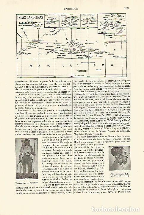 Otros art&iacute;culos de coleccionismo en papel: LAMINA ESPASA 28392: Mapa de las Islas Carolinas - Varios