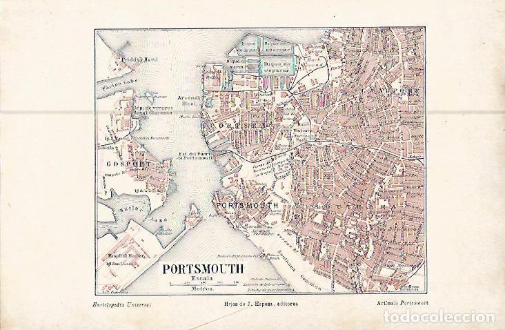 Otros art&iacute;culos de coleccionismo en papel: LAMINA ESPASA 10567: Mapa de Portsmouth Inglaterra - Varios