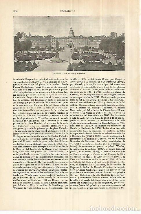 Otros art&iacute;culos de coleccionismo en papel: LAMINA ESPASA 28371: Palacio de Carlsruhe - Varios