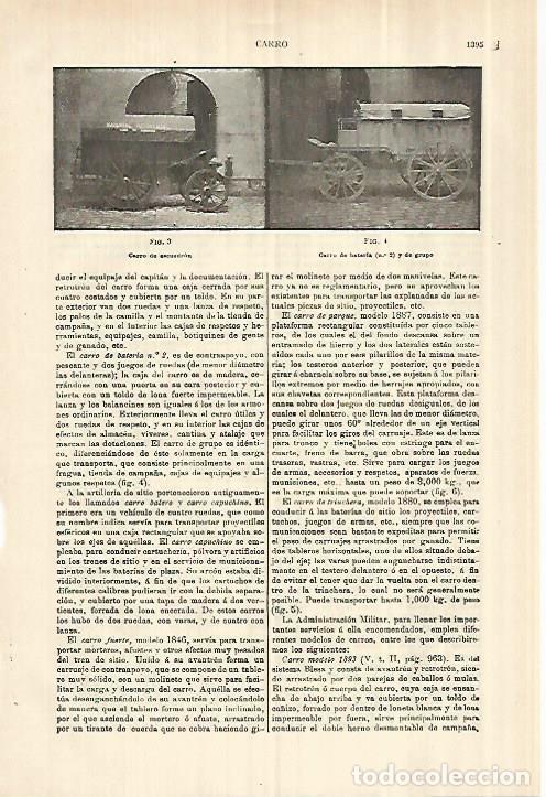 Otros art&iacute;culos de coleccionismo en papel: LAMINA ESPASA 28419: Carro de escuadron y carro de bateria - Varios
