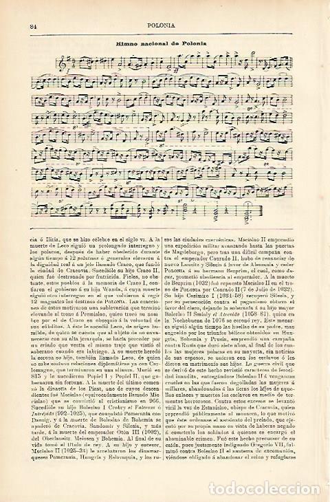 Otros art&iacute;culos de coleccionismo en papel: LAMINA ESPASA 10452: Himno nacional de Polonia - Varios