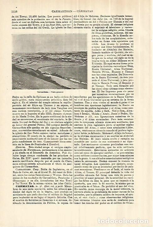Otros art&iacute;culos de coleccionismo en papel: LAMINA ESPASA 28373: Vista de Carmarthen Inglaterra - Varios