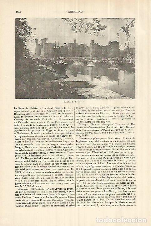 Otros art&iacute;culos de coleccionismo en papel: LAMINA ESPASA 28380: Castillo de Carnarvon. Pais de Gales - Varios