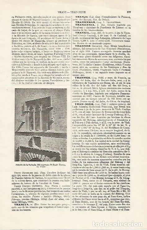 Otros art&iacute;culos de coleccionismo en papel: LAMINA ESPASA 28465: Convento de Santa Teresa en Trani Italia - Varios