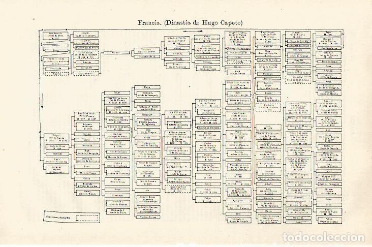 Otros art&iacute;culos de coleccionismo en papel: LAMINA ESPASA 28467: Arbol genealogico de la Dinastia de Hugo Capeto de Francia - Varios