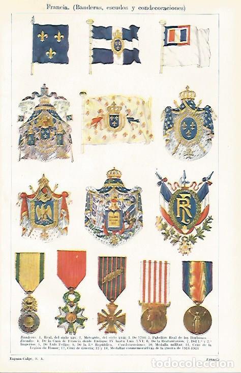 Otros art&iacute;culos de coleccionismo en papel: LAMINA ESPASA 28474: Banderas escudos y condecoraciones de Francia - Varios