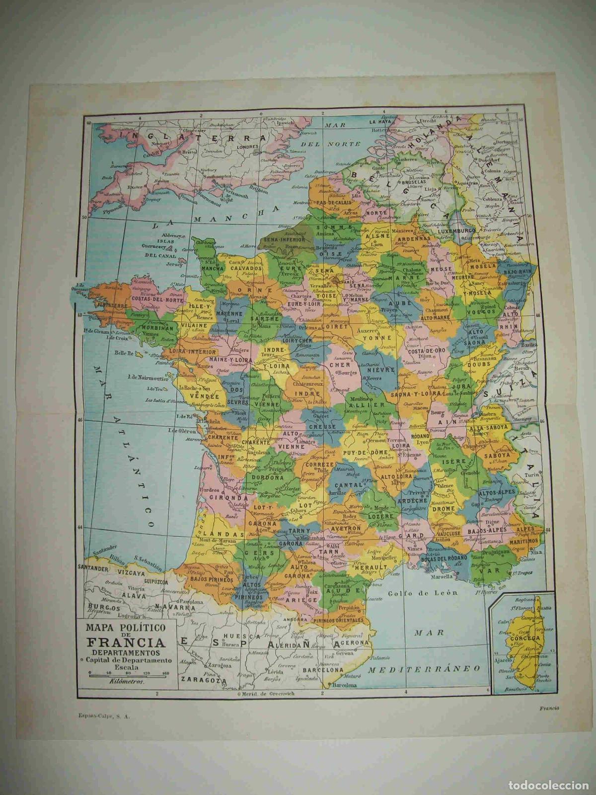 Otros art&iacute;culos de coleccionismo en papel: LAMINA ESPASA 28484: Mapa politico de Francia - Varios