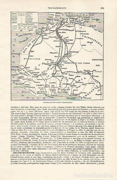 Otros art&iacute;culos de coleccionismo en papel: LAMINA ESPASA 28449: Mapa del proyecto del Transahariano - Varios