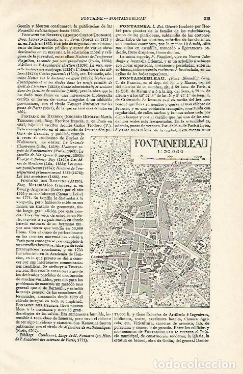 Otros art&iacute;culos de coleccionismo en papel: LAMINA ESPASA 28542: Plano de Fontainebleau - Varios