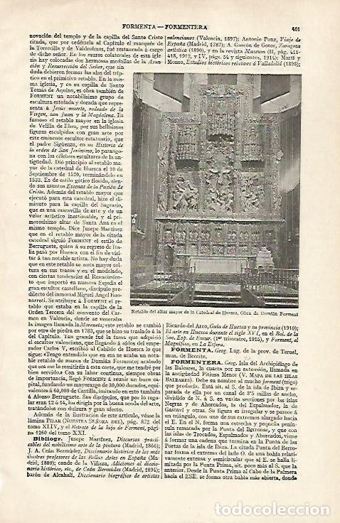 Otros art&iacute;culos de coleccionismo en papel: LAMINA ESPASA 28559: Retablo de la Catedral de Huesca - Varios