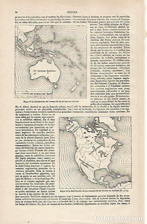 Otros art&iacute;culos de coleccionismo en papel: LAMINA ESPASA 28604: Mapa de la distribucion del veneno de flechas en Oceania - Varios