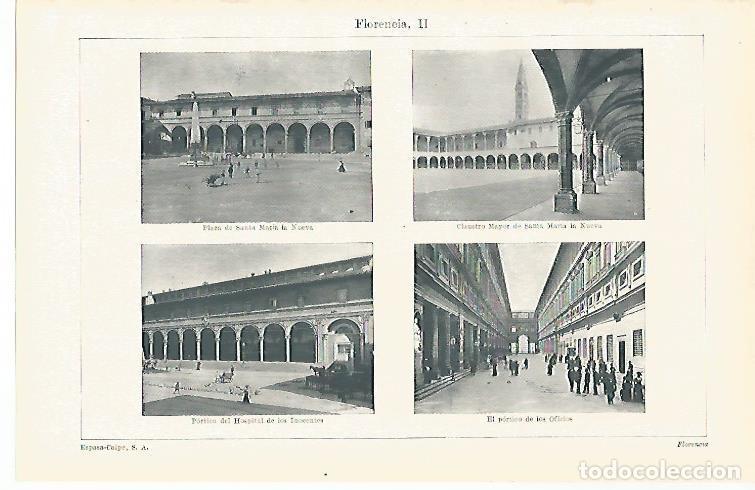 Otros art&iacute;culos de coleccionismo en papel: LAMINA ESPASA 28581: Vistas de Florencia - Varios