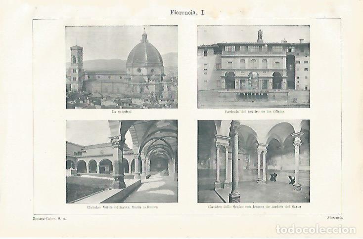 Otros art&iacute;culos de coleccionismo en papel: LAMINA ESPASA 28586: Catedral Portico de los Oficios Santa Maria la Nueva y Claustro en Florencia -
