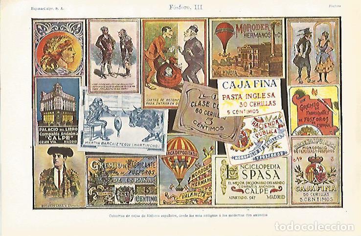 Otros art&iacute;culos de coleccionismo en papel: LAMINA ESPASA 28578: Cubiertas de cajas de fosforos de Espa&ntilde;a - Varios