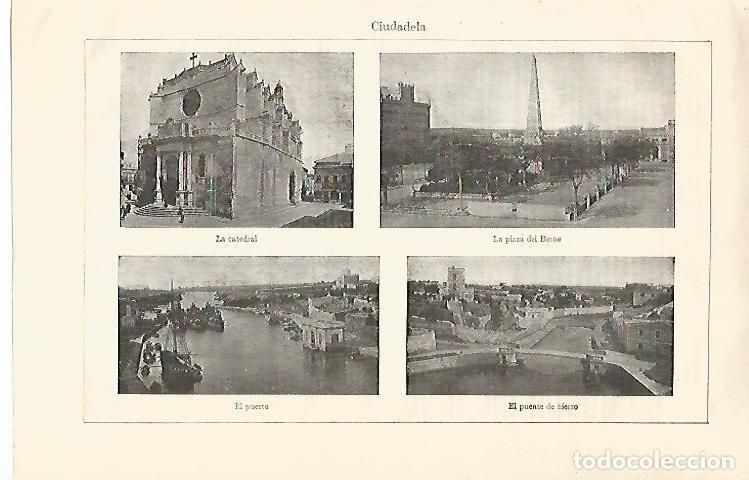 Otros art&iacute;culos de coleccionismo en papel: LAMINA ESPASA 28629: Catedral. Plaa del Borne puerto y puente de Ciudadela Baleares - Varios