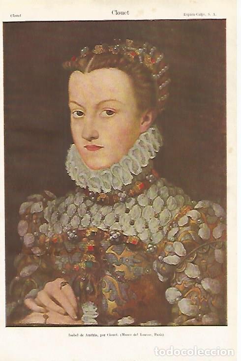 Otros art&iacute;culos de coleccionismo en papel: LAMINA ESPASA 28675: Isabel de Austria por Clouet - Varios