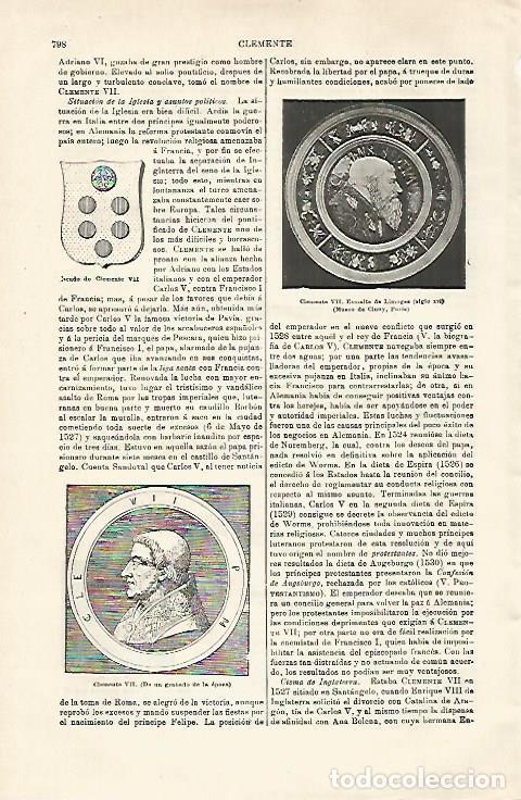 Otros art&iacute;culos de coleccionismo en papel: LAMINA ESPASA 28656: Clemente VII - Varios