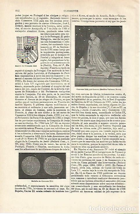 Otros art&iacute;culos de coleccionismo en papel: LAMINA ESPASA 28661: Clemente XIII por Canova - Varios