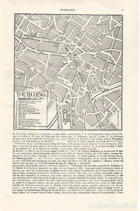Otros art&iacute;culos de coleccionismo en papel: LAMINA ESPASA 28710: Plano de Tourcoing Francia - Varios