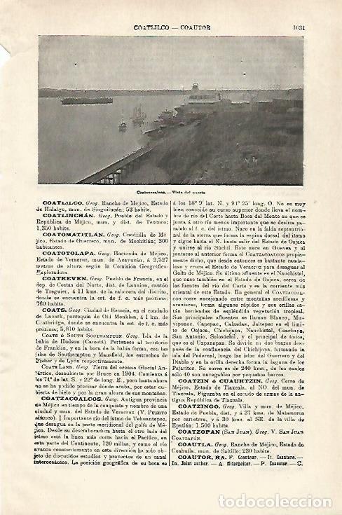 Otros art&iacute;culos de coleccionismo en papel: LAMINA ESPASA 28679: Puerto de Coatzacoalcos Mexico - Varios