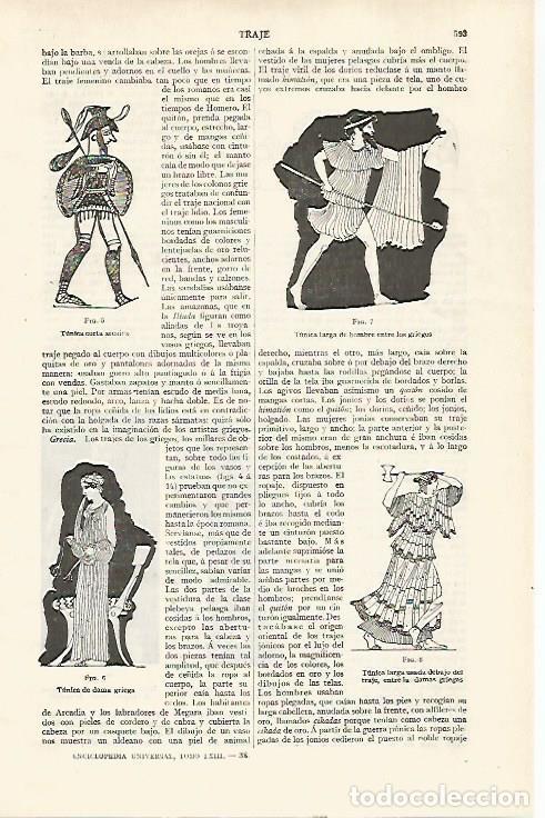 Otros art&iacute;culos de coleccionismo en papel: LAMINA ESPASA 28775: Tunica corta y larga de la antigua Grecia - Varios