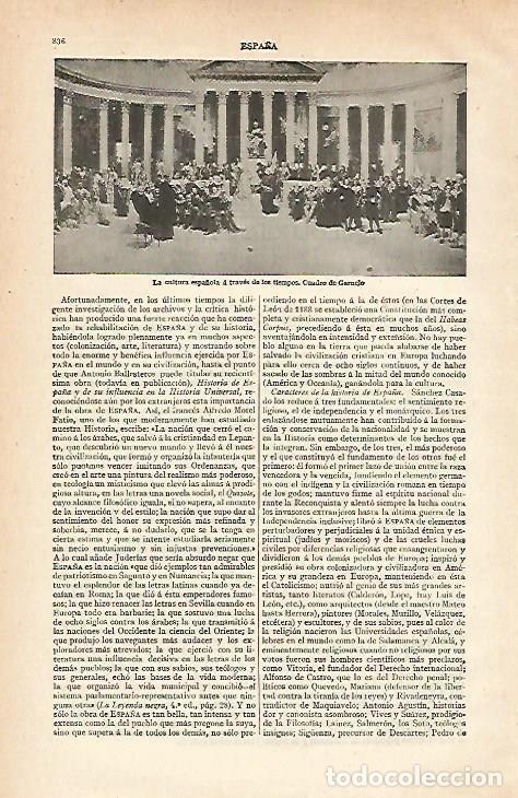 Otros art&iacute;culos de coleccionismo en papel: LAMINA ESPASA 19910: La cultura espa&ntilde;ola a traves de los tiempos por Garnelo - Varios