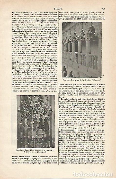 Otros art&iacute;culos de coleccionismo en papel: LAMINA ESPASA 19905: Panteon de Jaime II de Aragon - Varios