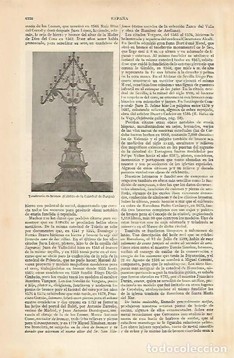 Otros art&iacute;culos de coleccionismo en papel: LAMINA ESPASA 10367: Tenebrario de bronce de la Catedral de Burgos - Varios