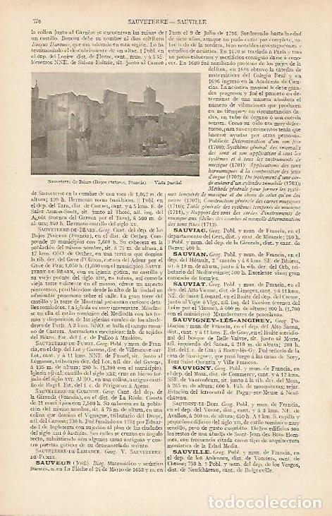 Otros art&iacute;culos de coleccionismo en papel: LAMINA ESPASA 19582: Sauverre de Bearn Francia - Varios