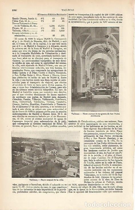 Otros art&iacute;culos de coleccionismo en papel: LAMINA ESPASA 4815: Vistas de Vallecas Madrid - Varios Autores