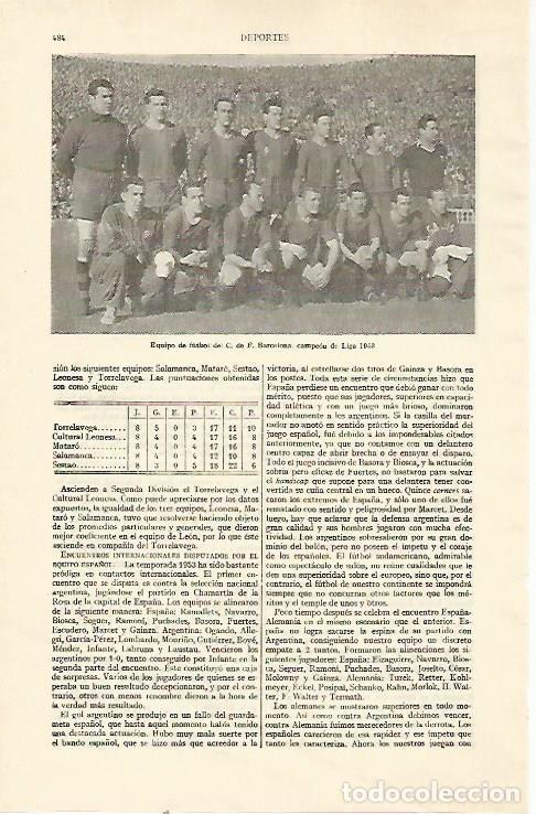 Otros art&iacute;culos de coleccionismo en papel: LAMINA ESPASA 22132: Futbol Club Barcelona campeon de liga de 1953 - Varios