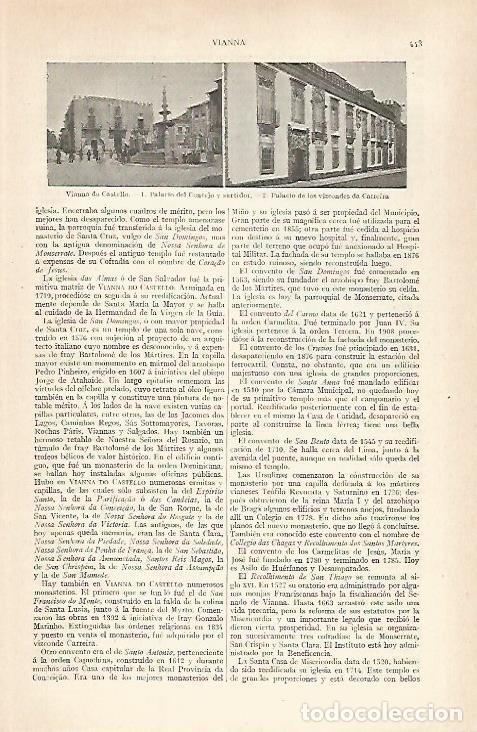 Otros art&iacute;culos de coleccionismo en papel: LAMINA ESPASA 28890: Palacio del Concejo y Palacio de los Vizcondes da Carreira en Vianna do Castelo