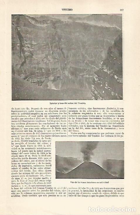 Otros art&iacute;culos de coleccionismo en papel: LAMINA ESPASA 28872: Interior y base del crater del Vesubio - Varios