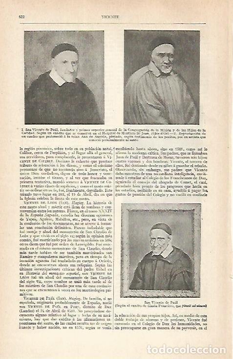 Otros art&iacute;culos de coleccionismo en papel: LAMINA ESPASA 28897: San Vicente de Paul - Varios