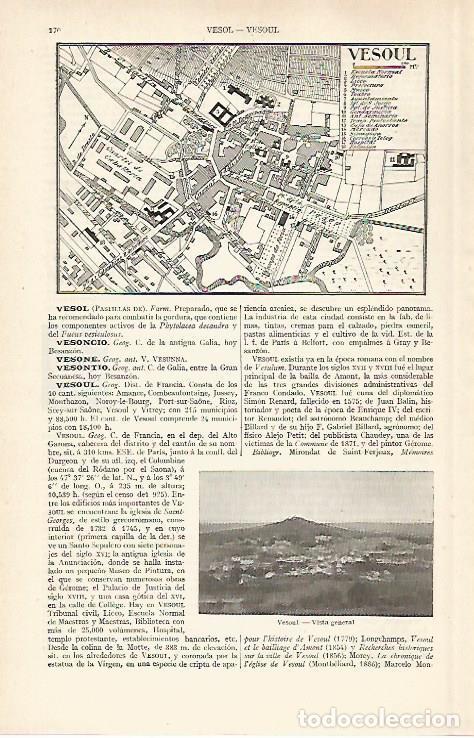 Otros art&iacute;culos de coleccionismo en papel: LAMINA ESPASA 28859: Plano de Vesoul Francia - Varios