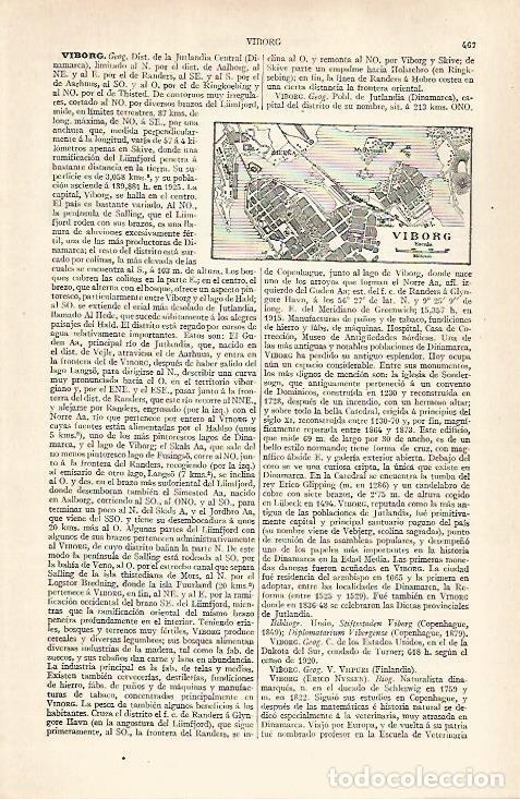 Otros art&iacute;culos de coleccionismo en papel: LAMINA ESPASA 28894: Plano de Viborg Dinamarca - Varios