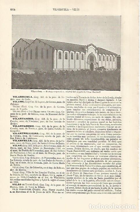 Otros art&iacute;culos de coleccionismo en papel: LAMINA ESPASA 29022: Bodega de Vilarrodona por el arquitecto Cesar Martinell - Varios