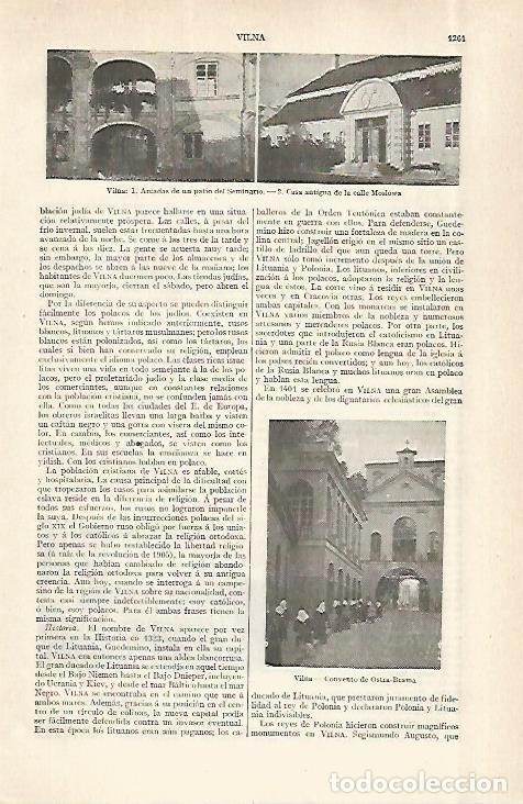 Otros art&iacute;culos de coleccionismo en papel: LAMINA ESPASA 29033: Seminario y casa en Vilna Polonia - Varios