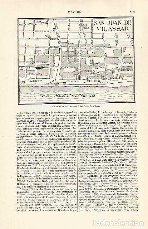 Otros art&iacute;culos de coleccionismo en papel: LAMINA ESPASA 29025: Plano de Sant Joan de Vilassar o Vilassar de Mar Barcelona - Varios
