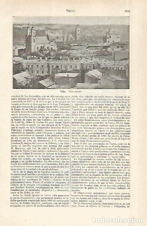 Otros art&iacute;culos de coleccionismo en papel: LAMINA ESPASA 29032: Vista de Vilna Polonia - Varios