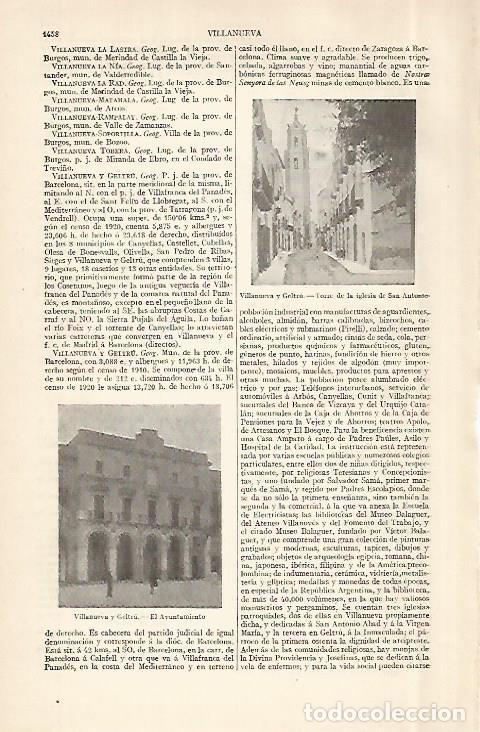 Otros art&iacute;culos de coleccionismo en papel: LAMINA ESPASA 29097: Torre de la iglesia de San Antonio en Vilanova i la Geltru Barcelona - Varios